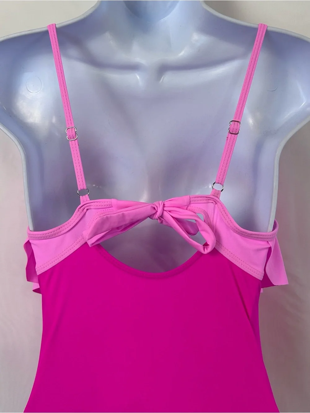 New Girls Pink Flounce One Piece Swimsuit / 15-16 Youth (XL)